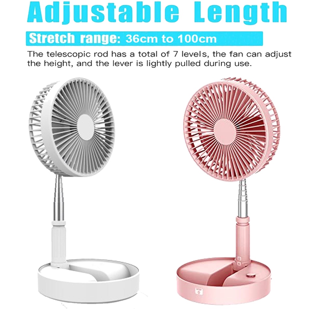 7200MAH Folding FAN Rechargeable Stand Fan Portable Fan Telescopic Floor/USB Mini Fan Desk Fan Kipas Mini Table Fan 风扇