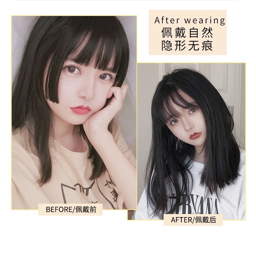 Keep Beautiful Princess Cut Bangs Two Dimensions Fake Bangs Real Hair Fluffy