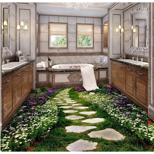 3d Custom Flooring Sticker Garden Road Floor Mural Painting