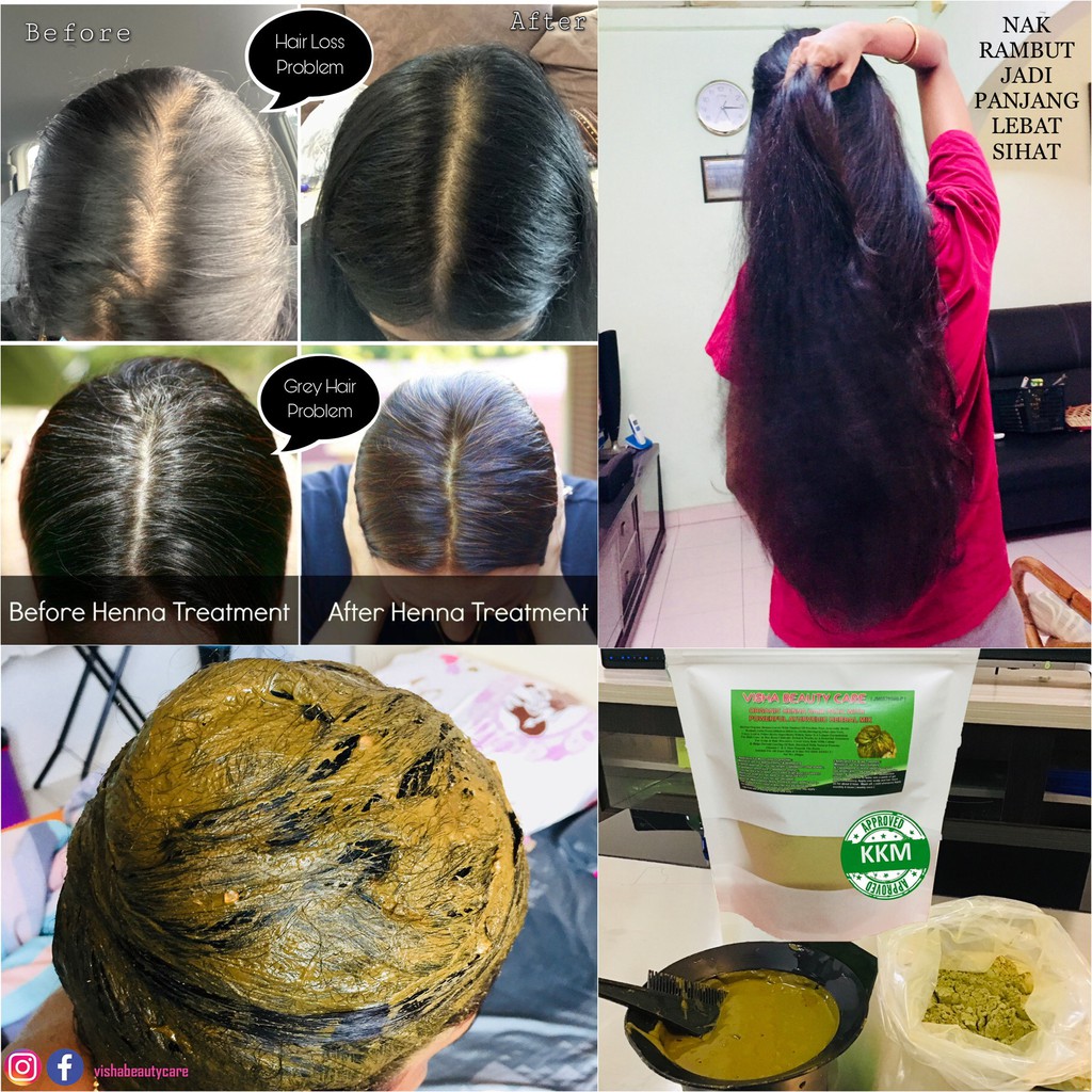 Herbal Organic Henna Hair Treatment Powder (100% KKM Certified) 200gm -  FREE HENNA HAIR COMB | Shopee Malaysia
