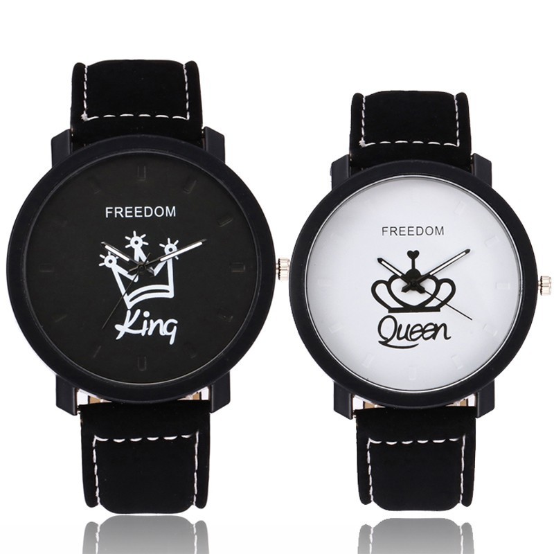 Fashion Couple QUEEN KING Popular Casual Quartz Women Men Lover’s Gift Watch