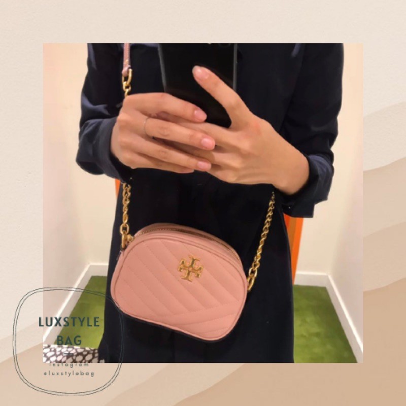 💯 Authentic Original Tory Burch Kira Chevron Crossbody Chain Camera Bag  Small Leather Soft Pink | Shopee Malaysia