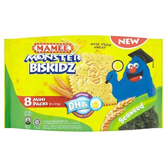 Mamee Monster Biskidz Seaweed Flavoured Biscuits Mini Packs (8 X 21g