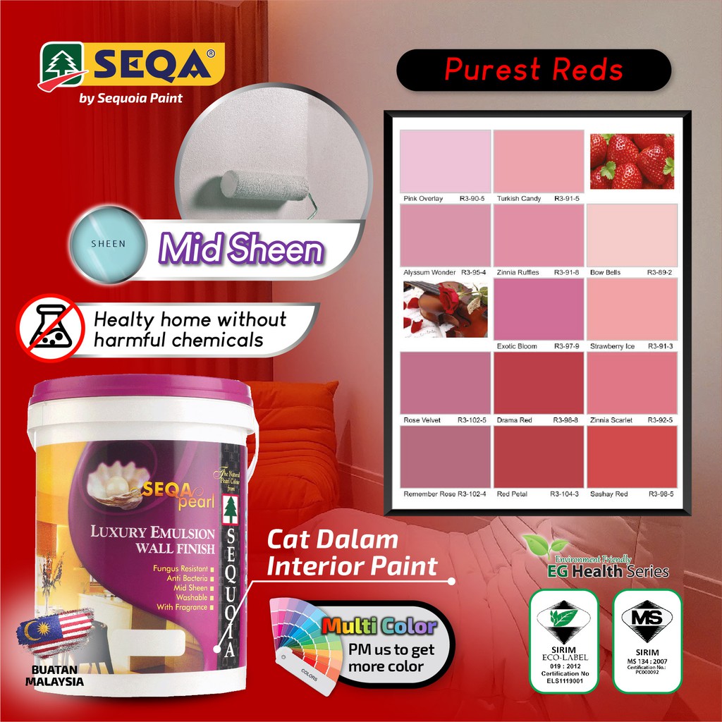 Buy ( Red / Merah ) ) 5L 💥SeqaPearl-Sheen 💢 Cat Dalam / Interior 