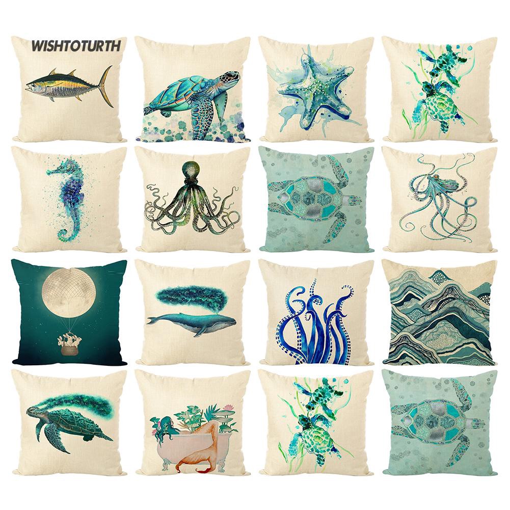 Wt 45x45cm Turtle Octopus Pillow Case Cushion Cover Home Cafe