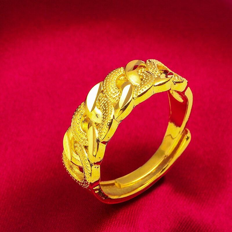 Cincin Emas 916 Gold Ring Women's Open Twist Retro Girl Gift Adjustable Open Ring Cincin Emas Bangkok Cop 916