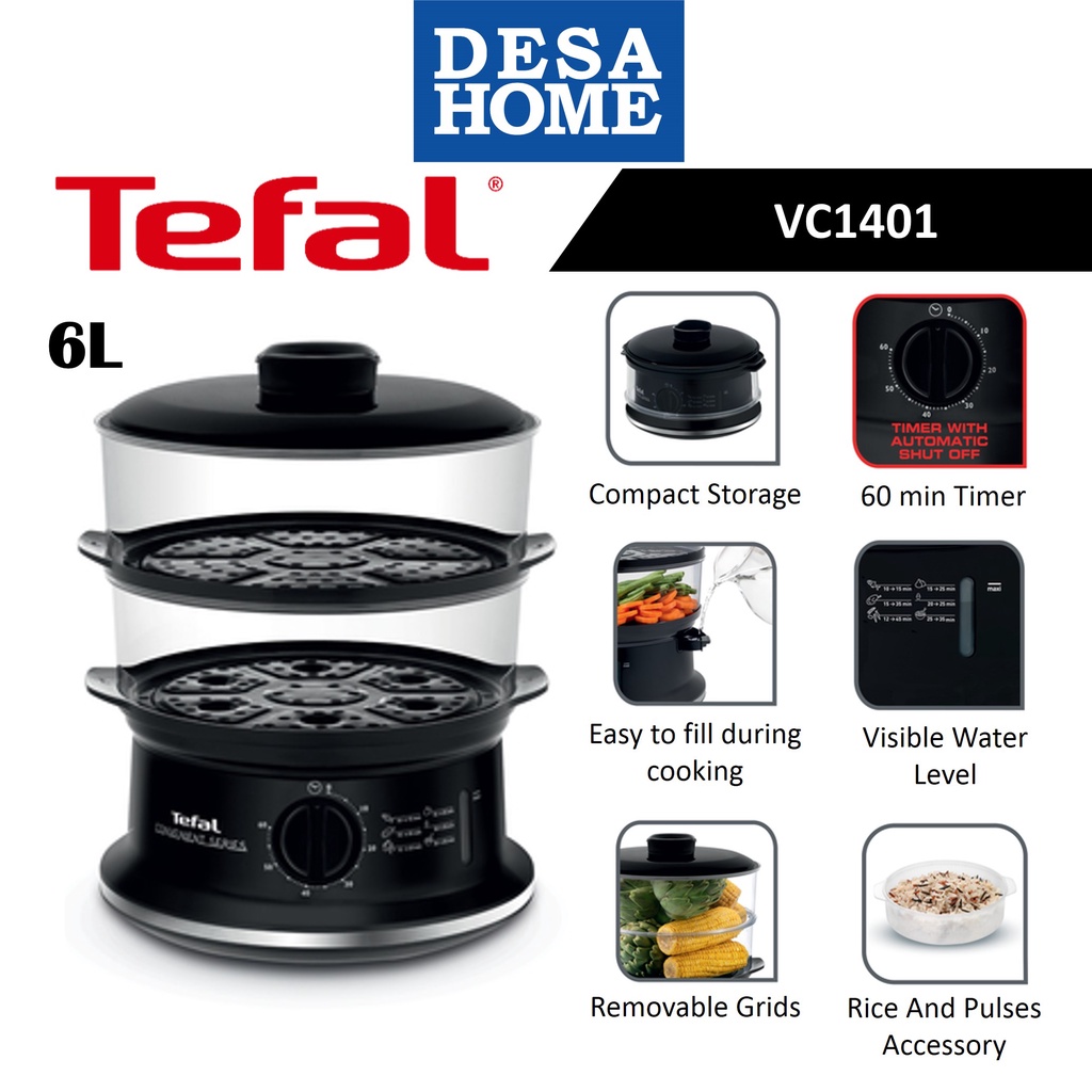 TEFAL VC1451 CONVENIENT STEAMER STAINLESS STEEL VC1451