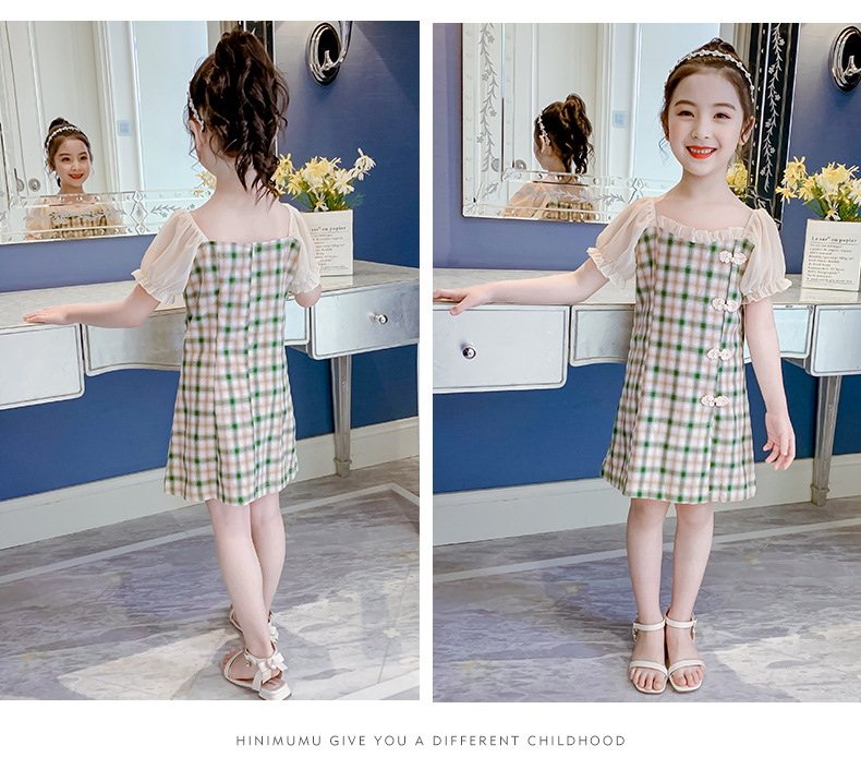 Must Versatile 2022 CNY Tang Suit Dress Summer Chinese Style New Year Cheongsam Plaid Princess Reliable Have - Image 4