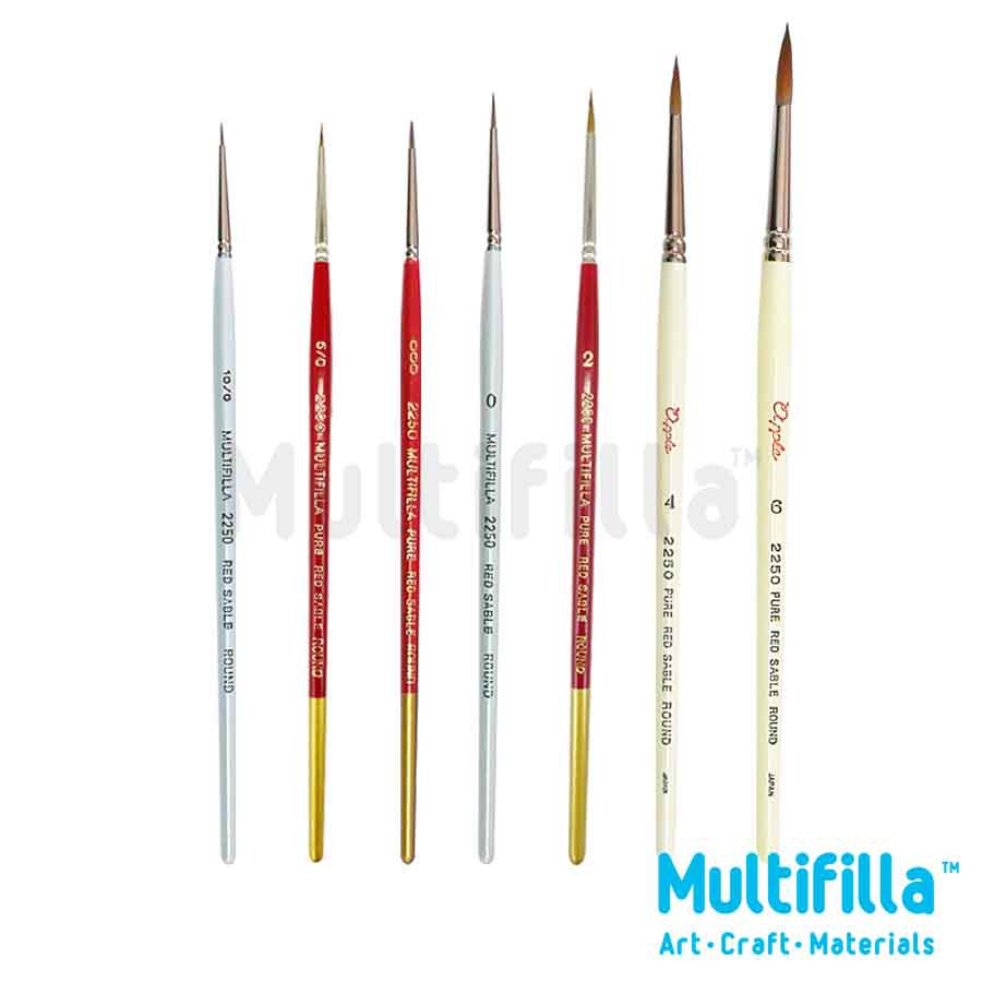 Pure & Synthetic Red Sable Brush Sable Round/Flat/Filbe Pack 10 