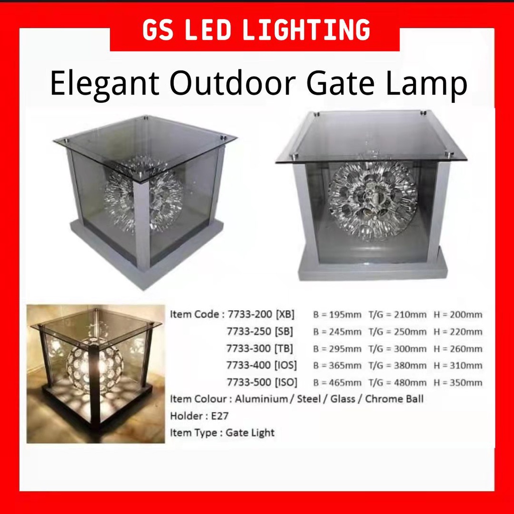 Elegant Outdoor Gate Light / Aluminium Silver Chrome Ball Outdoor Gate Light Lamp 7733/7788