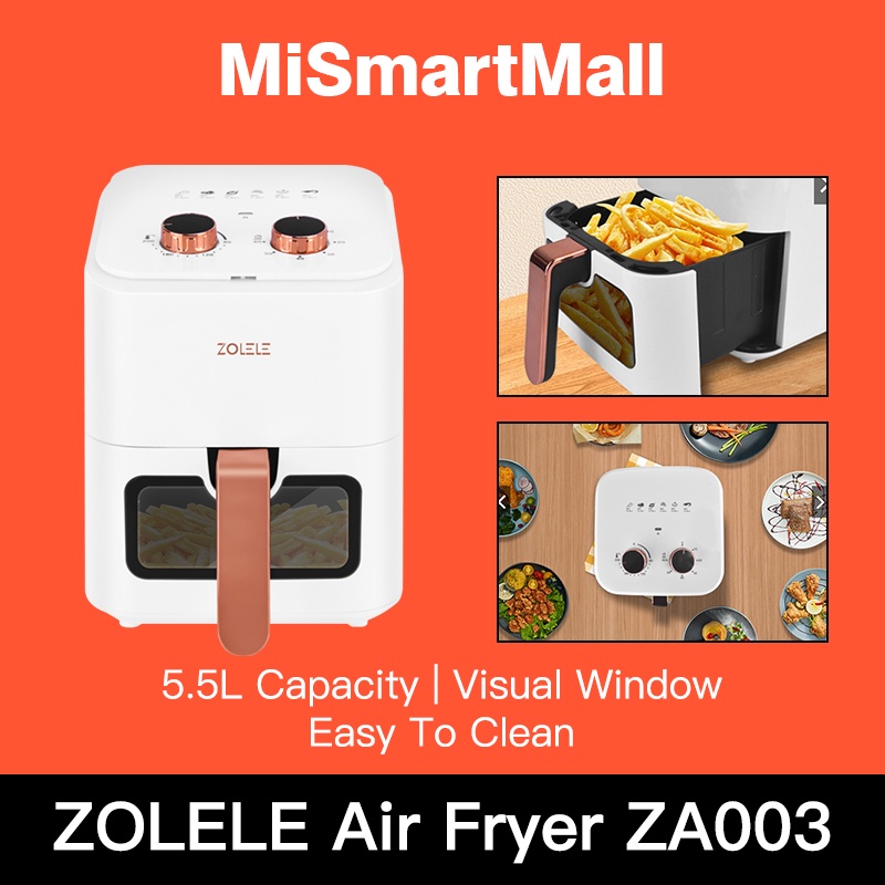 ZOLELE Air Fryer 5.5L Capacity Transparent View Window Oil Free Air
