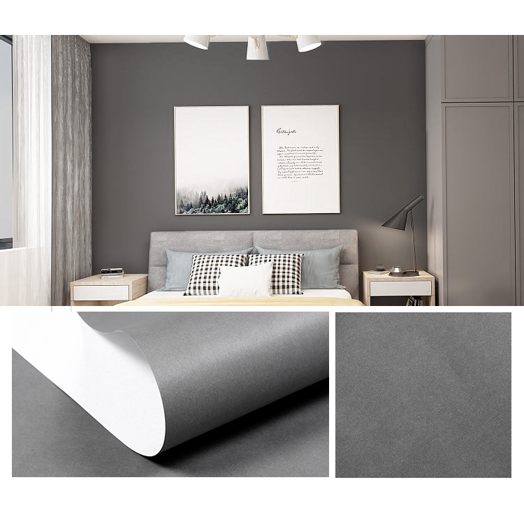Simple Solid Color Plain Cement Grey Dark Nonwovens Wallpaper Bedroom Living Room Shop Women S Clothing Store