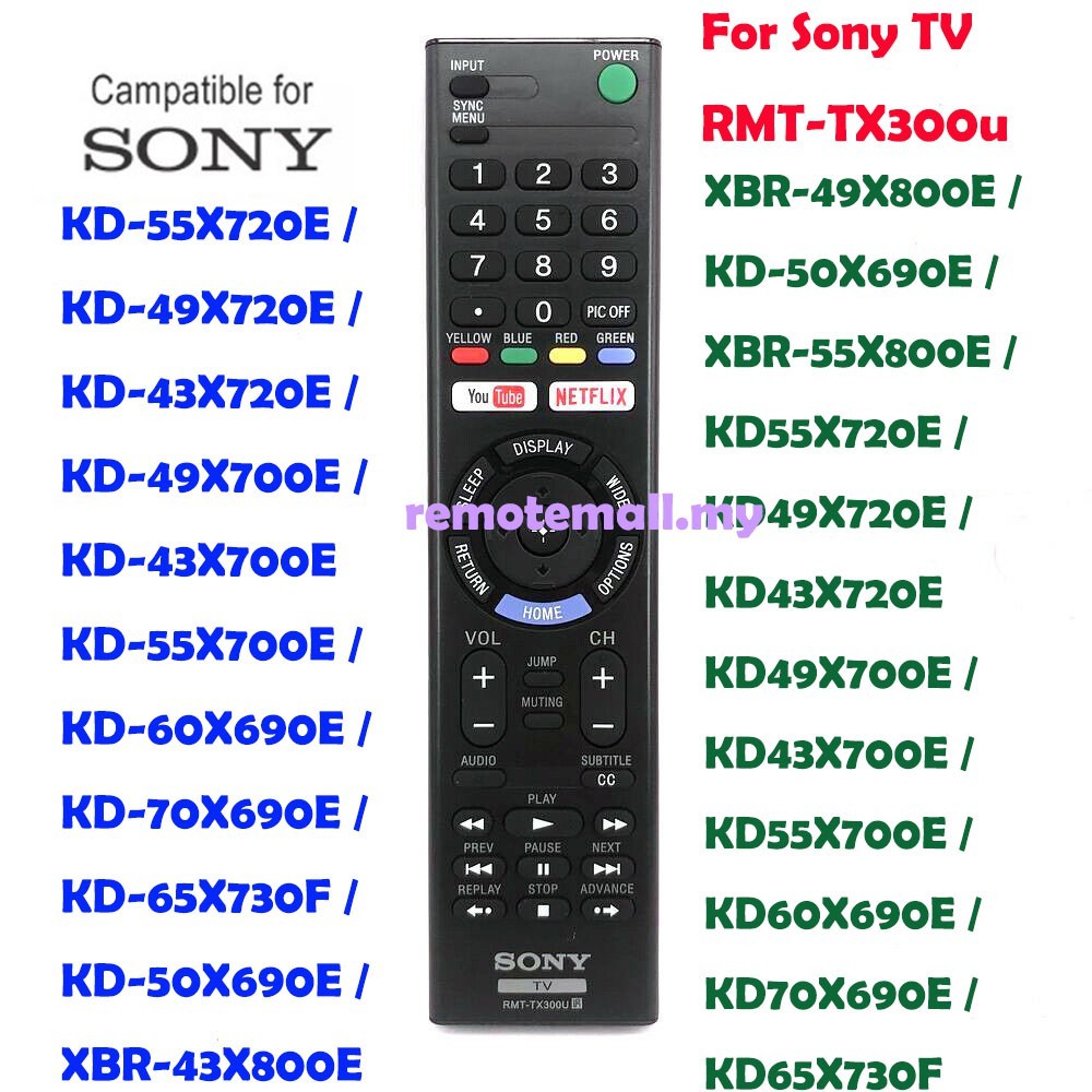 New Replace Rmt Tx300u For Sony Tv Remote Control Netflix Kd 55x720e Rmttx300u Kd 55x720e Kd 49x720e Kd 43x720e Kd 49x700e Kd 43x700e Kd 55x700e Kd 60x690e Kd 70x690e Kd 65x730f Kd 50x690e Xbr 43x800e Xbr 49x800e Kd 50x690e