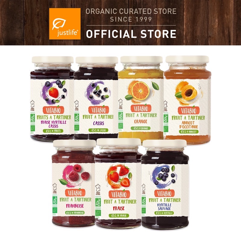 Vitabio Organic Fruit Spread, 290g [fruit jam, certified organic, sugar free, 100% fruits, product of France]