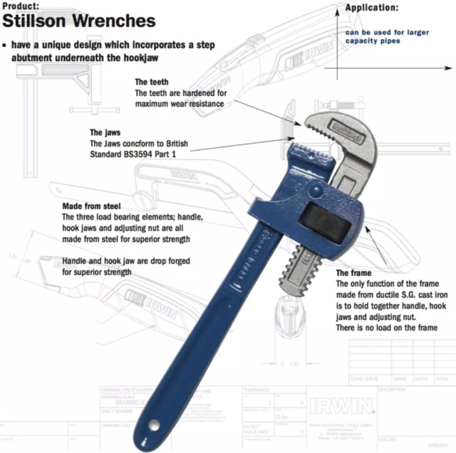 Expert Stillson Pipe Wrench Length 300mm Jaw 65mm Heavy duty forged steel 