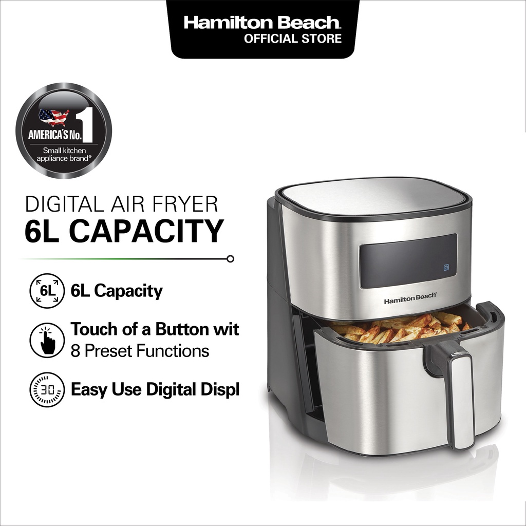 Hamilton Beach 6L Capacity Digital Air Fryer with Non-Stick Basket, 35075