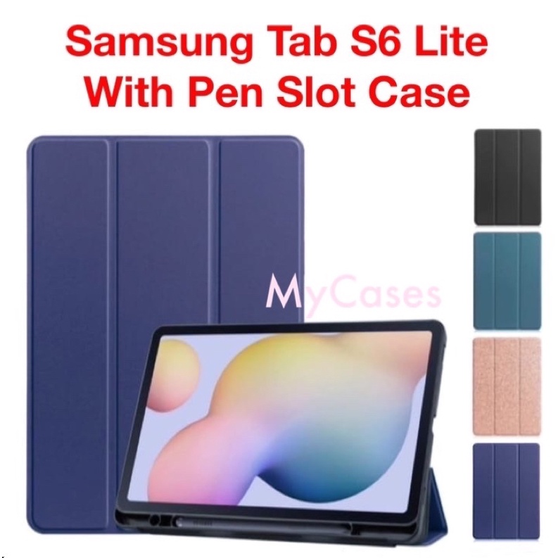 Samsung Tab S6 Lite 2024 2022 2020 S7 T870 T875 S7 FE T736 S7 Plus T970 S8 X700 X706 S8+ X800 With Pen Holder Smart Case