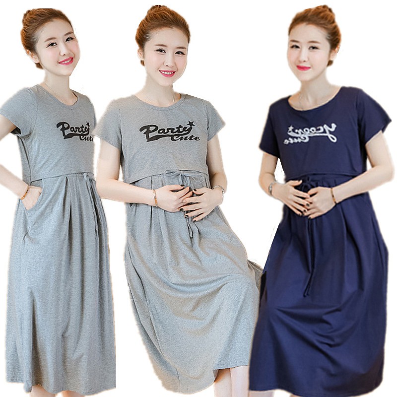 [READY STOCK] Korean Fashion Pregnant Woman Nursing Clothes Maternity Dress Baju Mengandung Menyusu YD023 (2 Color)