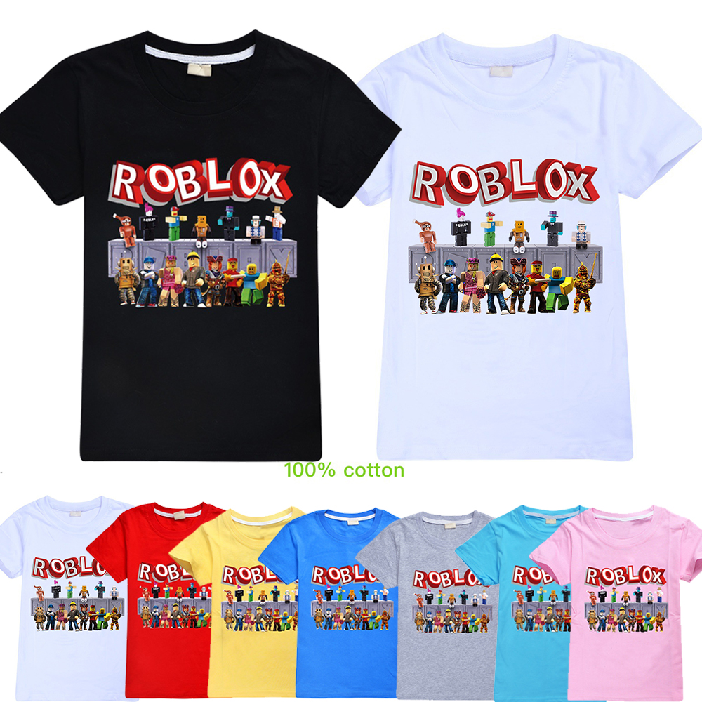 Ready Stocks 100 Cotton 2020 Summer Top Cartoon Print Roblox Boy And Girl T Shirt 4 15y Shopee Malaysia - roblox shirt for girl