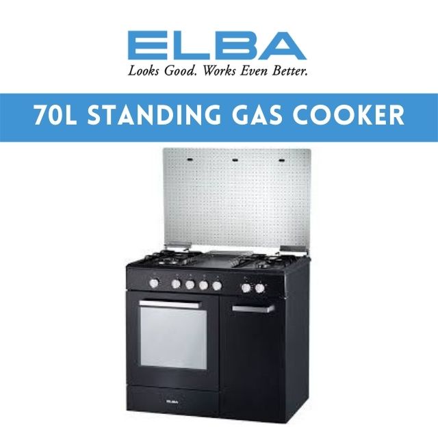 Elba 70L Standing Gas Cooker 4 Burner (Gas Oven) [EGC-C9704G(BK)]