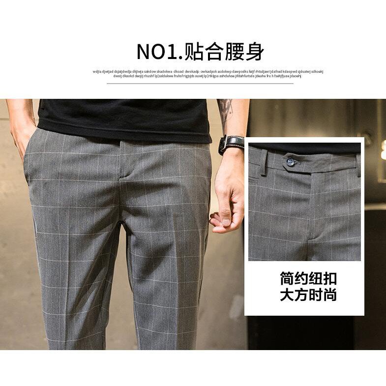 Size 28-34 Men Plaid Ankle-length Pants Casual Fashion Korean
