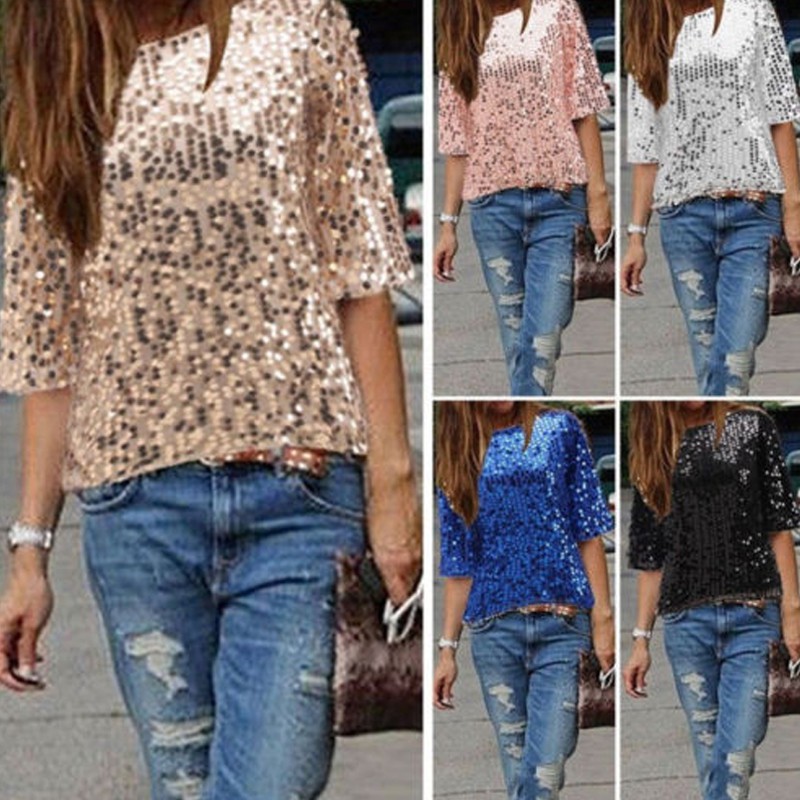 womens glitter blouses