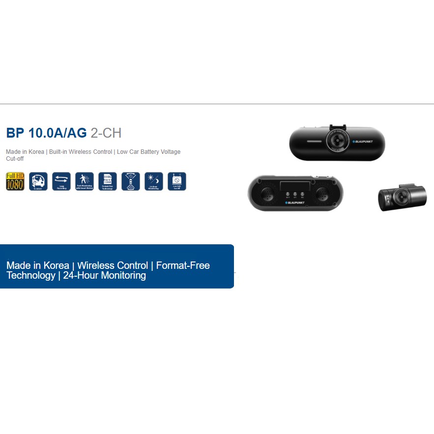 Blaupunkt BP10.0A Dash Cam Recorder Wireless Control 24h Monitoring