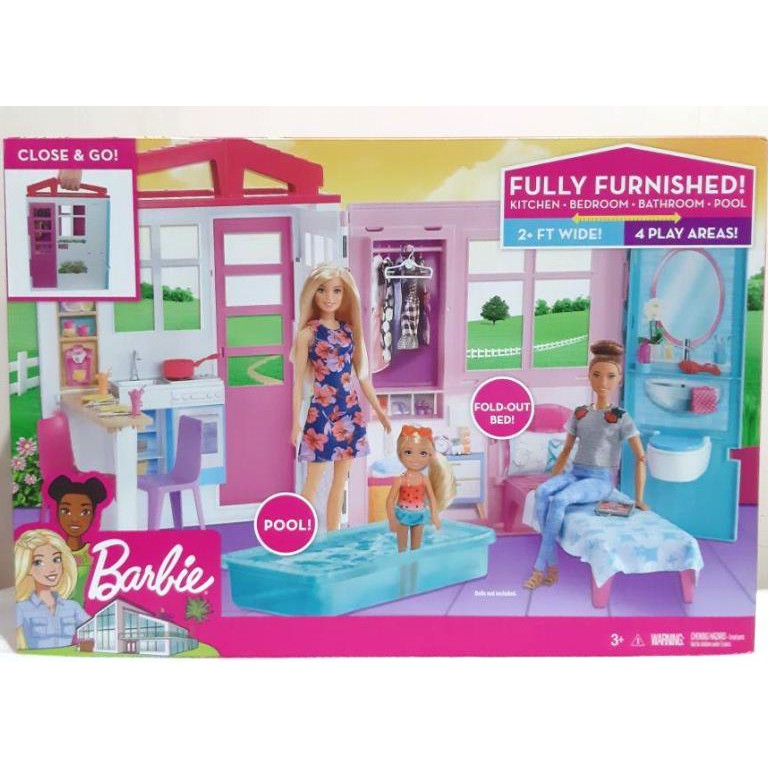 Barbie Fully Furnished House Barbie Kitchen Bedroom Pool ORIGINAL