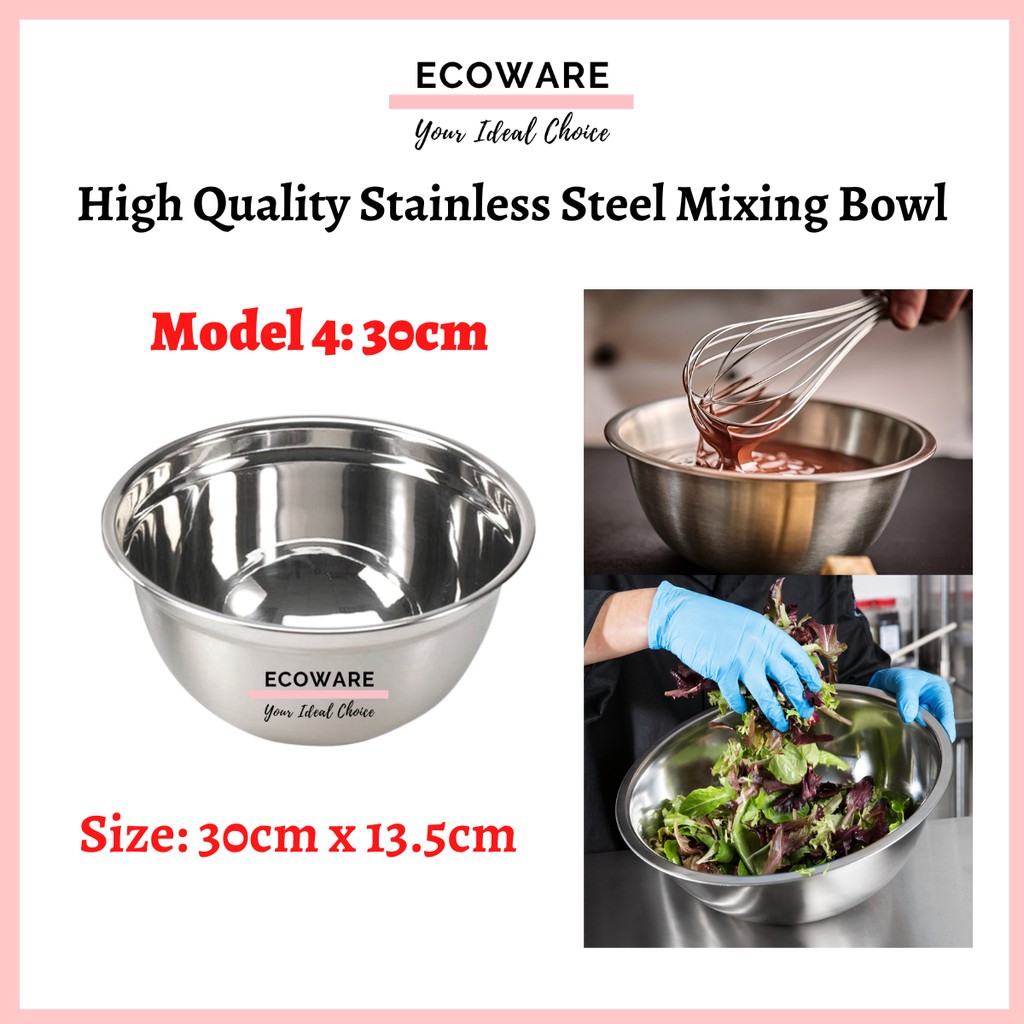 Stainless Steel Mixing Bowl Bakeware Flour Basin Salad Bowl 24cm/26cm/28cm