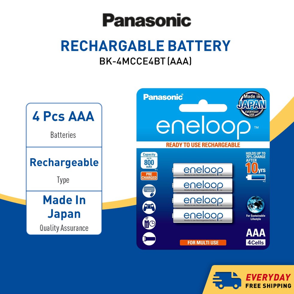 Panasonic Eneloop AAA Size Fully Charged Ready To Use Long Lifespan