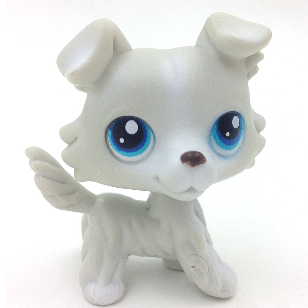 #363 Rare Littlest Pet grey Collie Dog Puppy Blue Eyes LPS Toys CN 