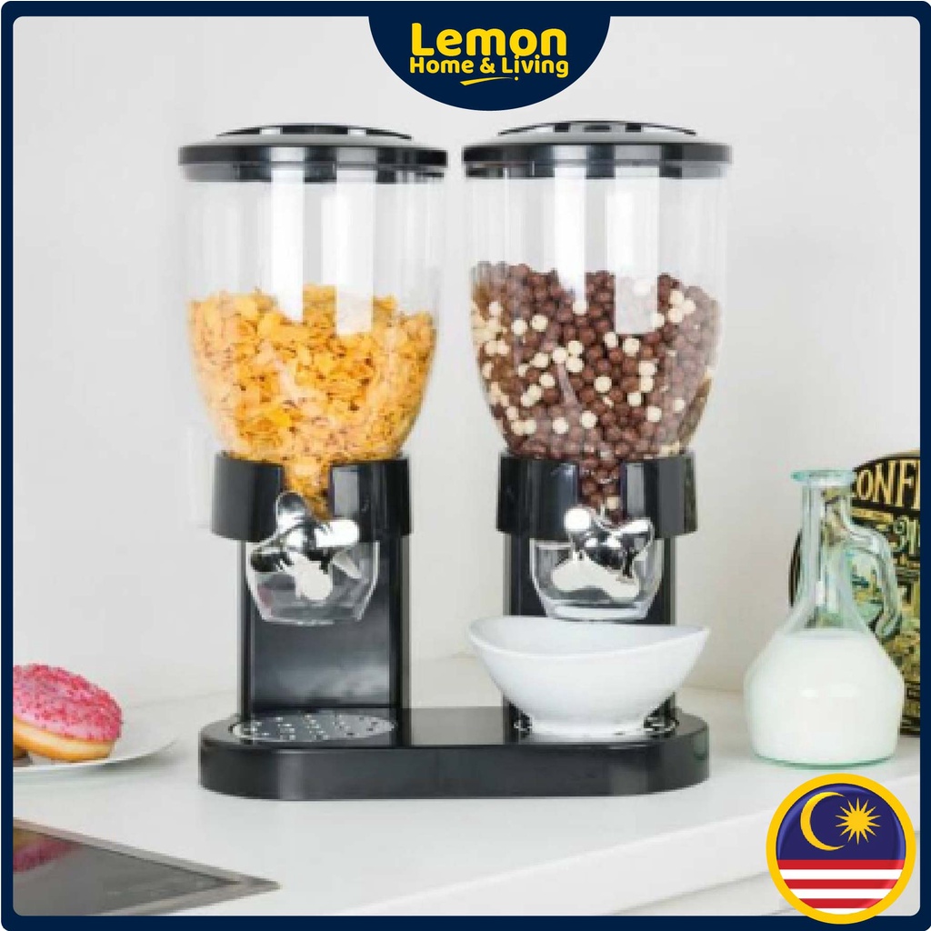 2in1 Tower Cereal Dispenser Candy Snack Cylinder Jars Dry Food Storage Dispenser Bekas Makanan 麦片机