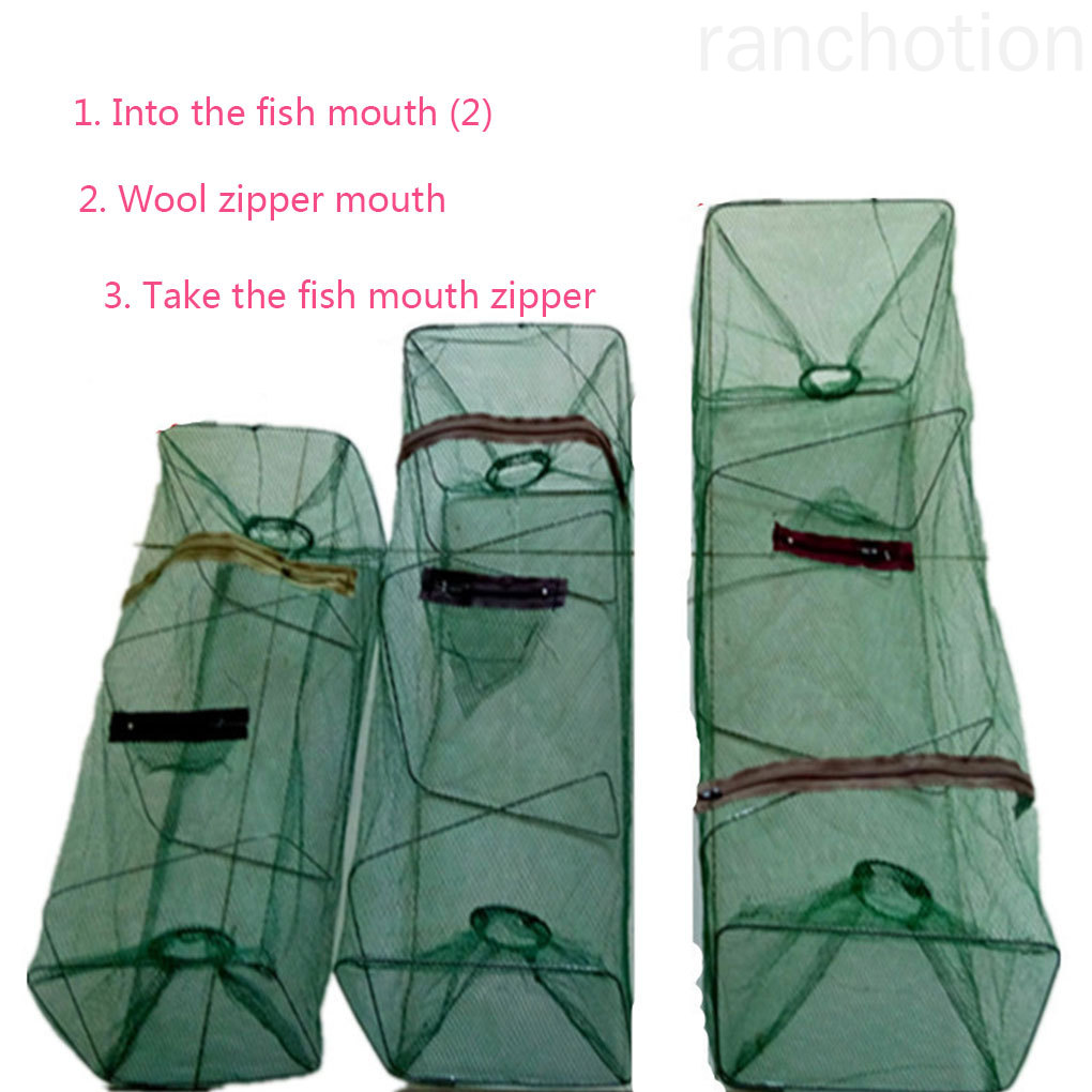 Mesh Crab Fishing Net Crayfish Lobster Shrimp Prawn Hand Trap Foldable Fishing Network Trap Cage Random Color ranchotion Jala Jaring udang Moden