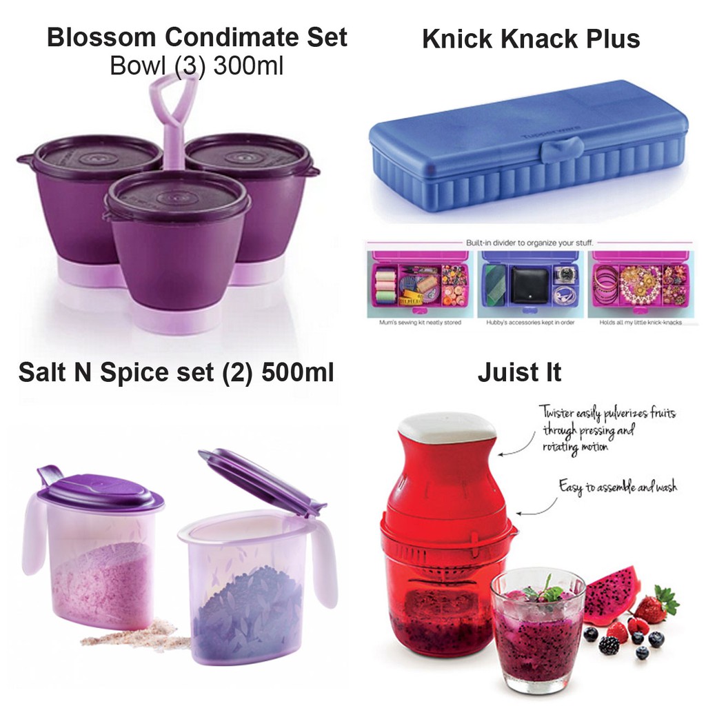 [Tupperware Limited] Blossom Condimate Set / Knick Knack Plus / Salt N Spice Set / Juist It