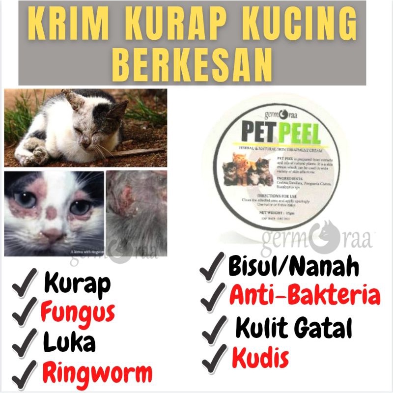 Ubat Kurap Kucing dan Anjing Berkesan Merawat Ringworm Luka Kurap 