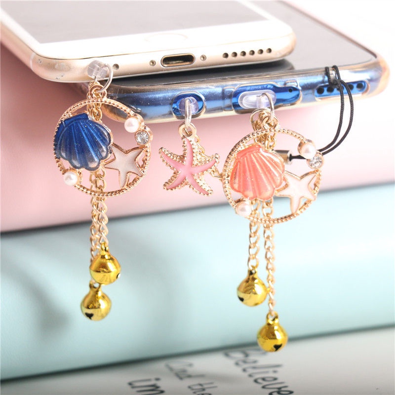 Mobile Phone Anti-Dust Plug Shell Ocean Star Small Bell Universal Headphone Jack Charging Port Pendant Male Female Couple Anti @