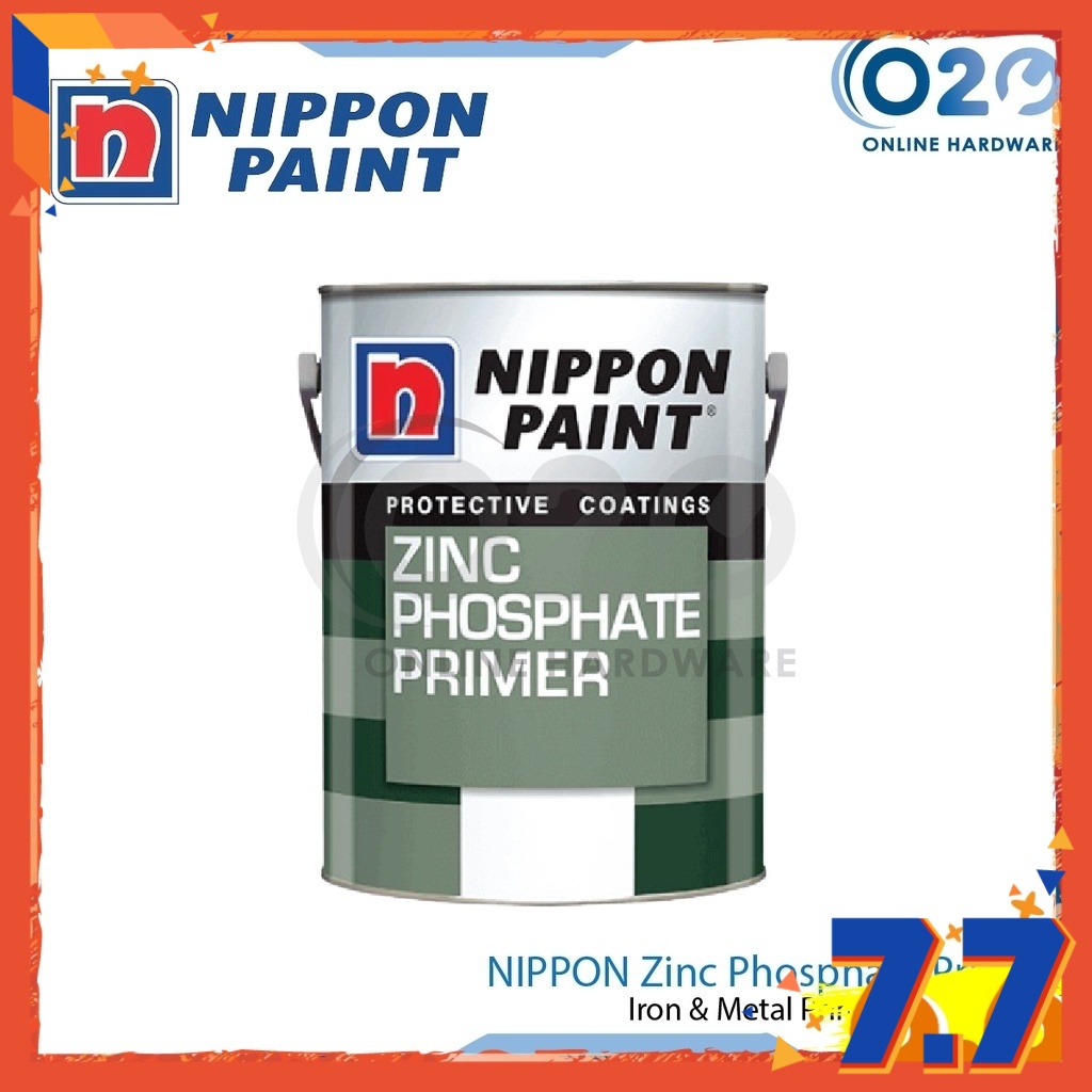 5L Nippon Paint Zinc Phosphate Primer Grey Green Cat Paint Sealer Alkyd ...