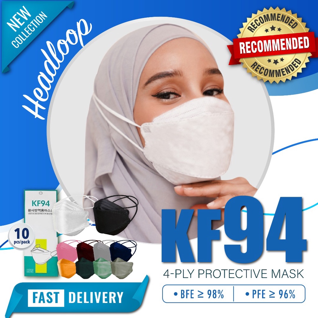 READY STOCK kf94 Mask Headloop 4ply non Medical Mask Hijab Mask Face Mask Head Loop Shopee