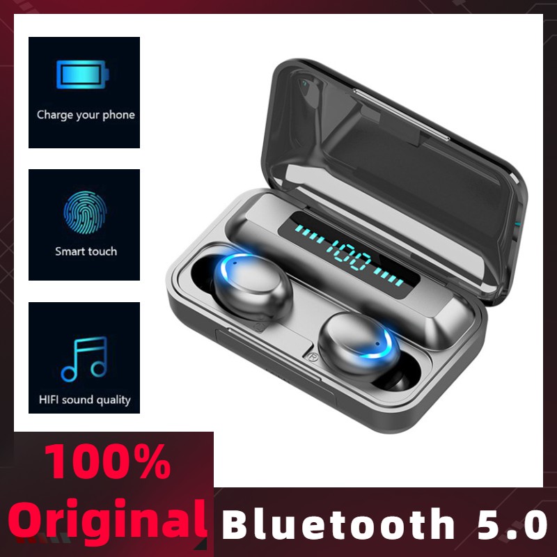 Amoi F9 Wireless Earphone Bluetooth 5.0 Earbuds TWS Earphones LED