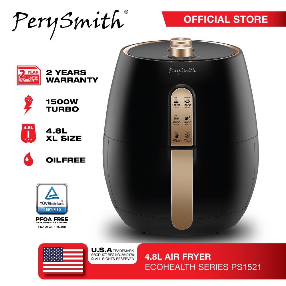 PerySmith 4.8L 3D Air Fryer [XL Size] Ecohealth II Series PS1521