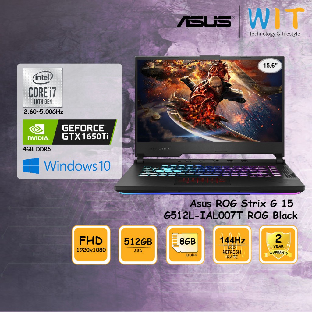 Asus Rog Gaming Laptop Strix G 15 G512l Ial007t Intel Core I7 10750h 5 00ghz 8gb Ddr4 512gb Ssd 15 6 Fhd 144hz Gtx1650ti Shopee Malaysia