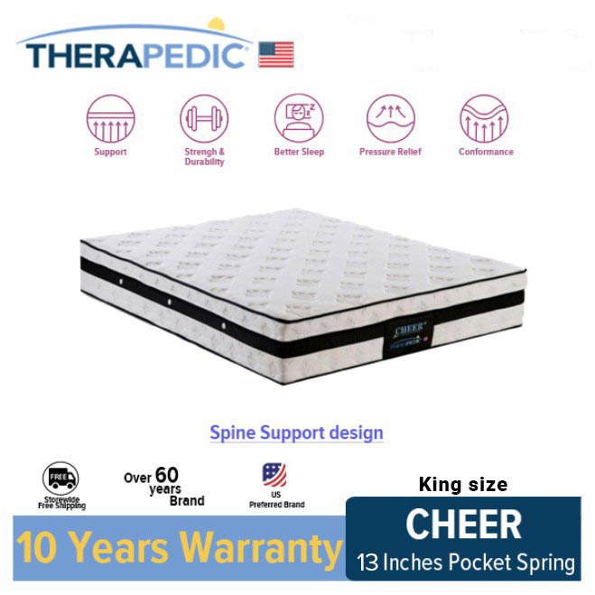 Therapedic USA Cheer Euro Top 3 Zones Pocket Spring + Latex Mattress ...