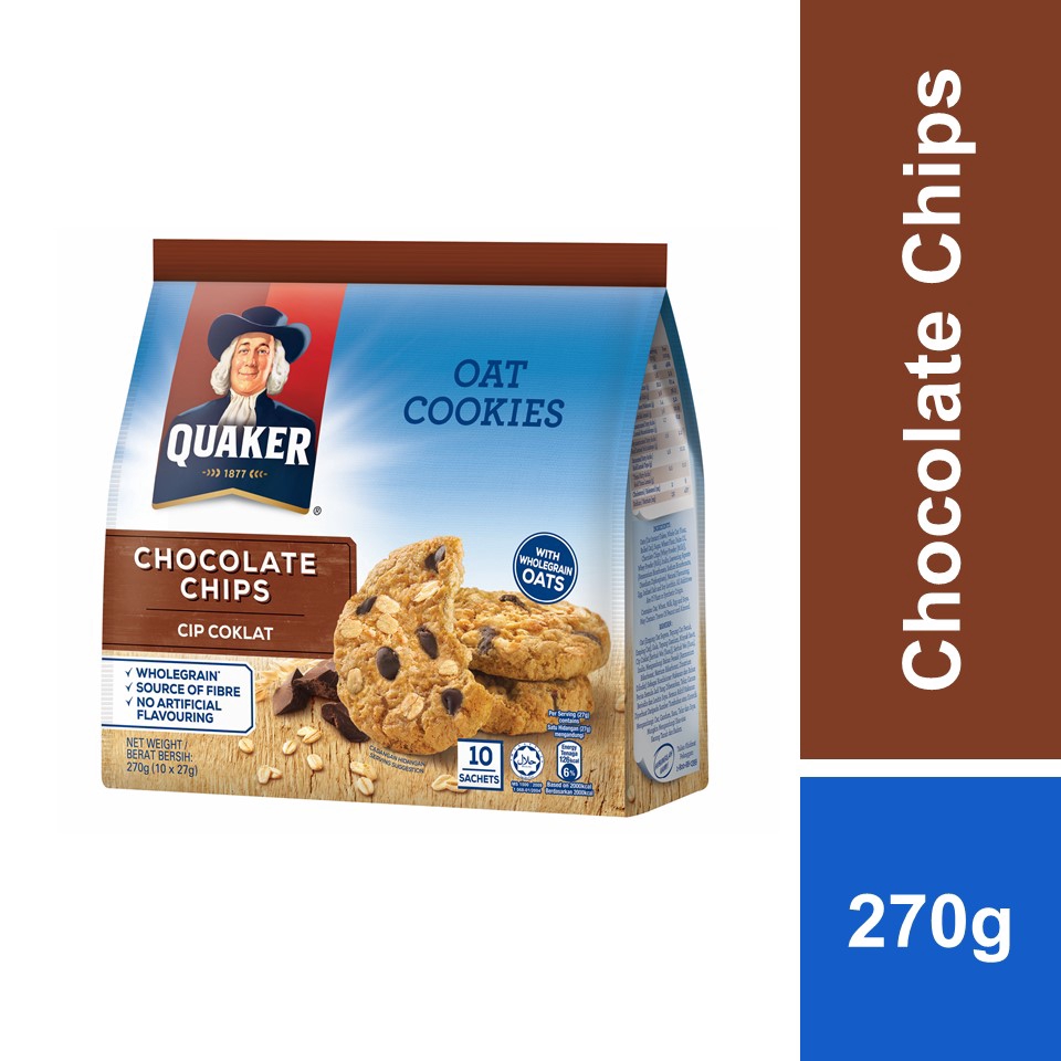 Quaker Oat Cookies Choco Chips 270g Shopee Malaysia