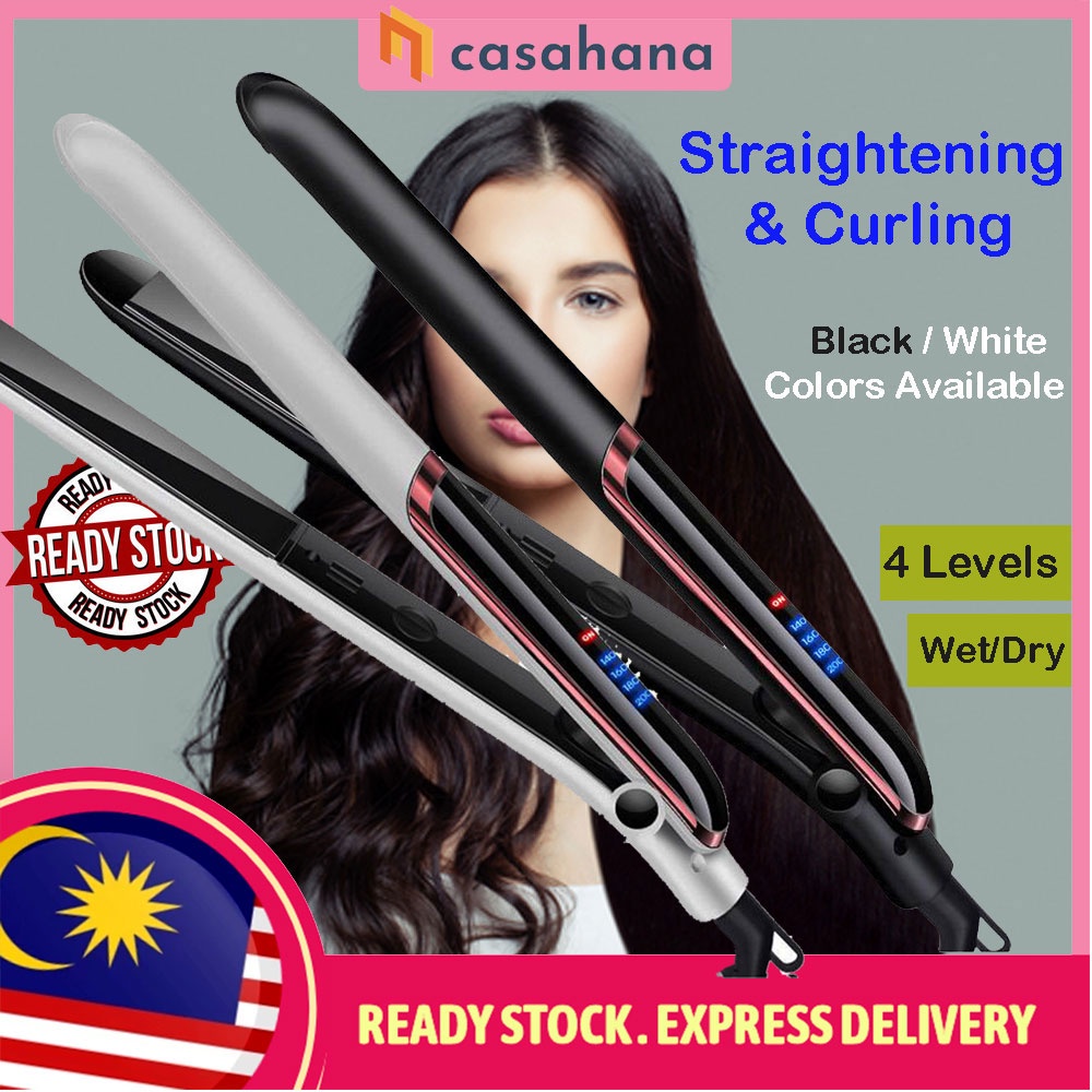 🔥NEW 2 IN 1 HAIR STRAIGHTENER & IRON CURLER🔥 Hair Styling Tools Wet/Dry Fast Heating Pengeriting Pelurus Rambut YR-955 M