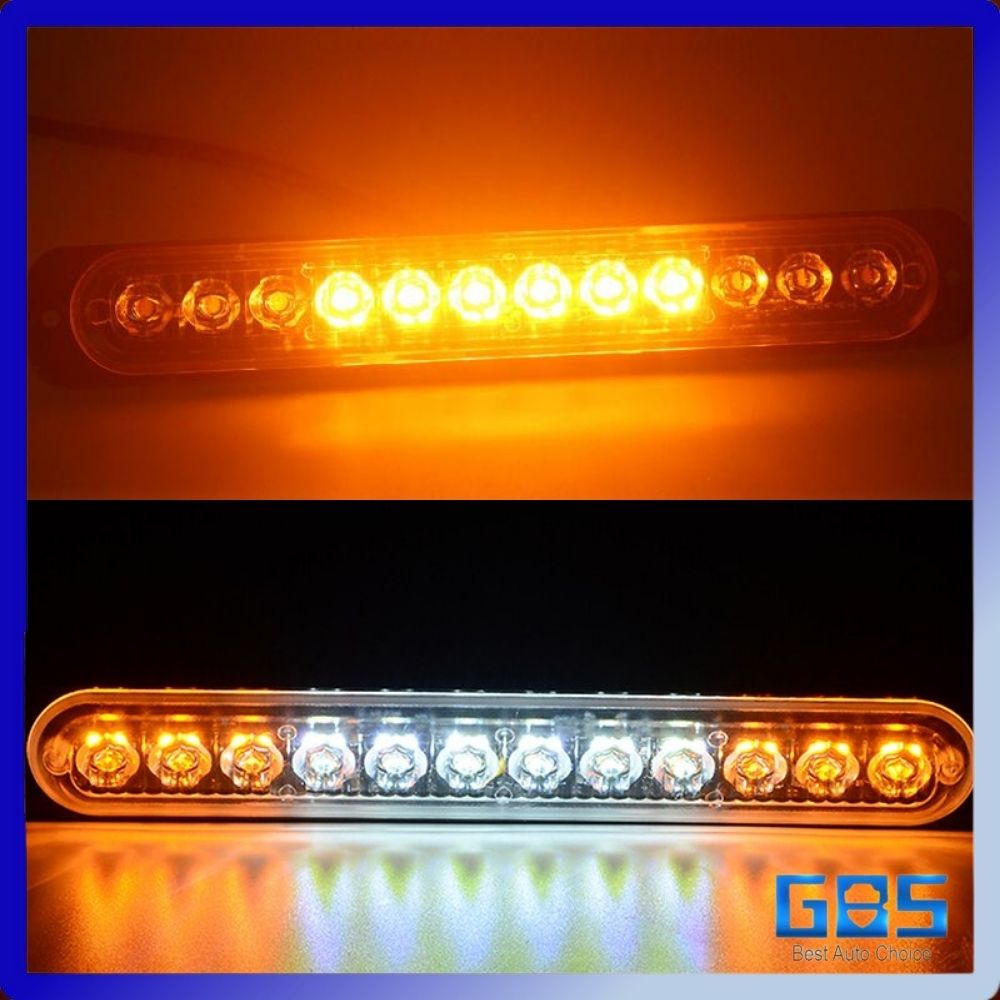 GBS Universal LED 12V24V 12 LEDs Long Ultra thin Slim Flash Light Bar Car Vehicle Emergency Warning Strobe Lamp Aksesori