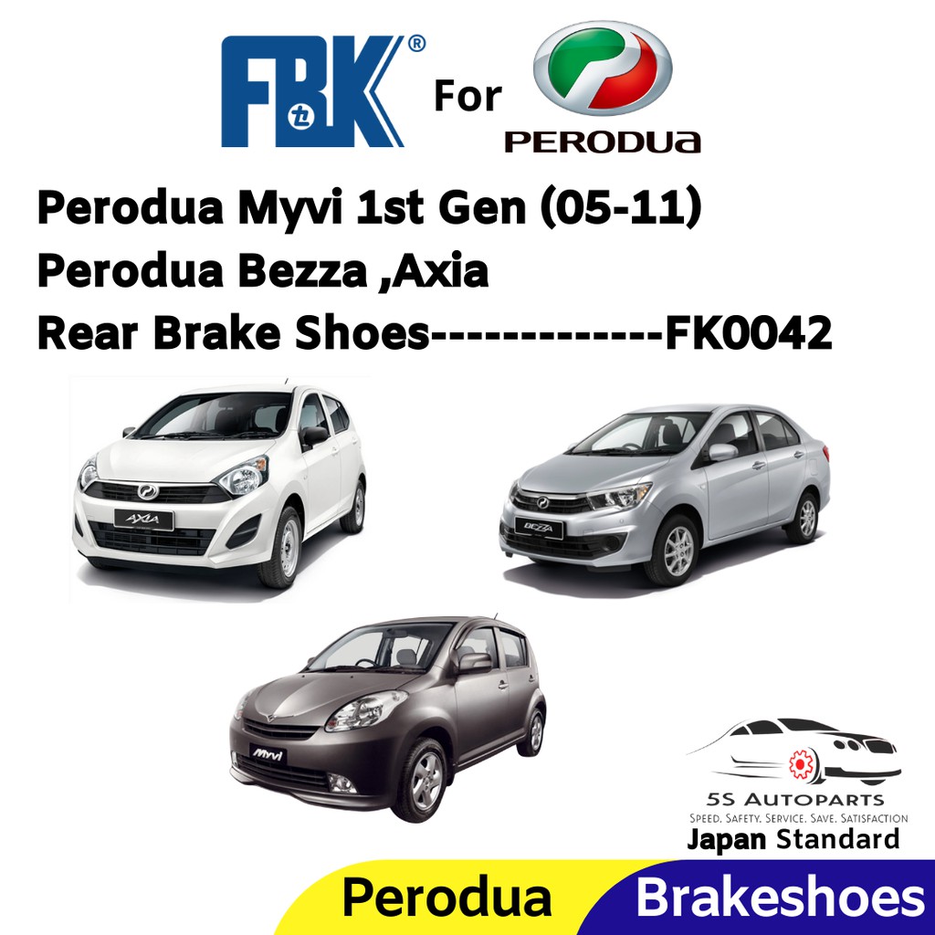 FBK Perodua Myvi (2005-2011) 1st Gen / Axia / Bezza Brake Shoes 