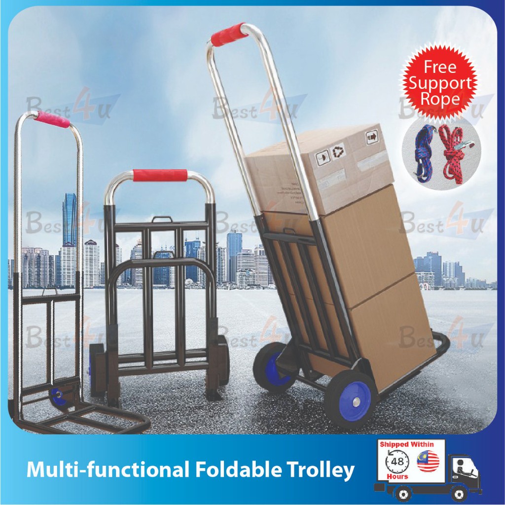BEST4U Multifunctional Foldable Trolley with Rubber Wheels Extendable
