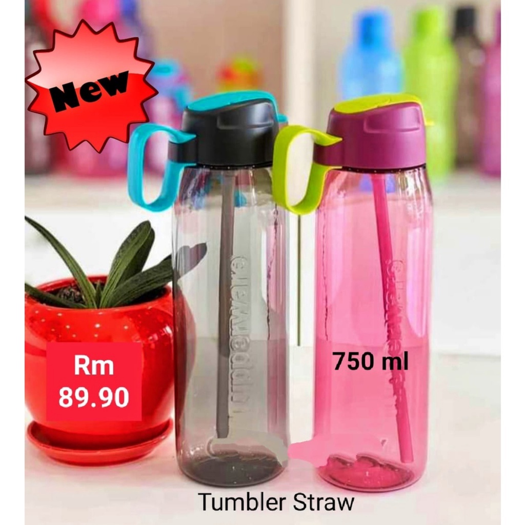 5 Jenis Tupperware NEW H2GO Flip Top Straw Tumbler 750ml / H2go