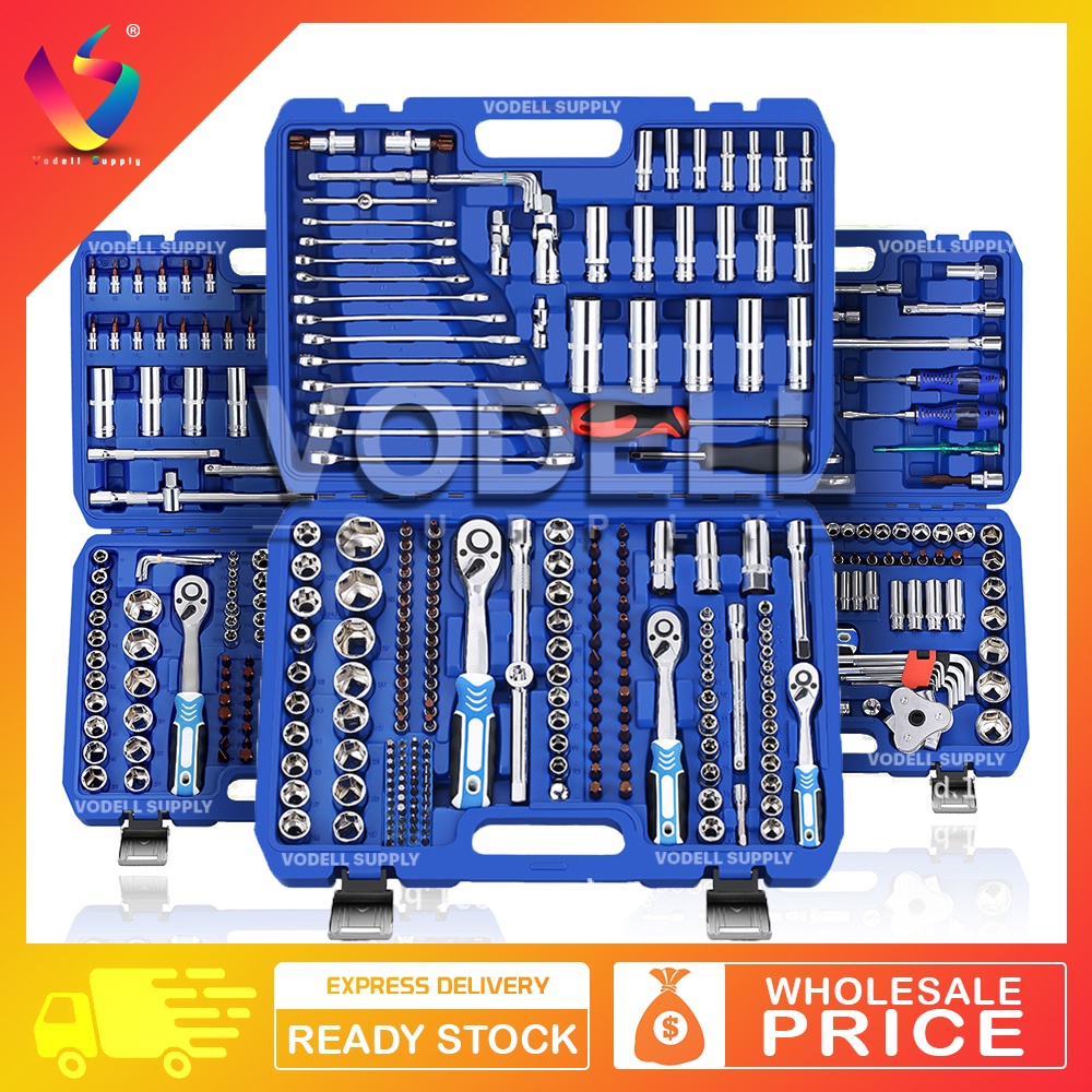 61pcs Combination Socket Wrench Ratchet Spanner Tools Set Box Power Tool Car Motor Spark Plug