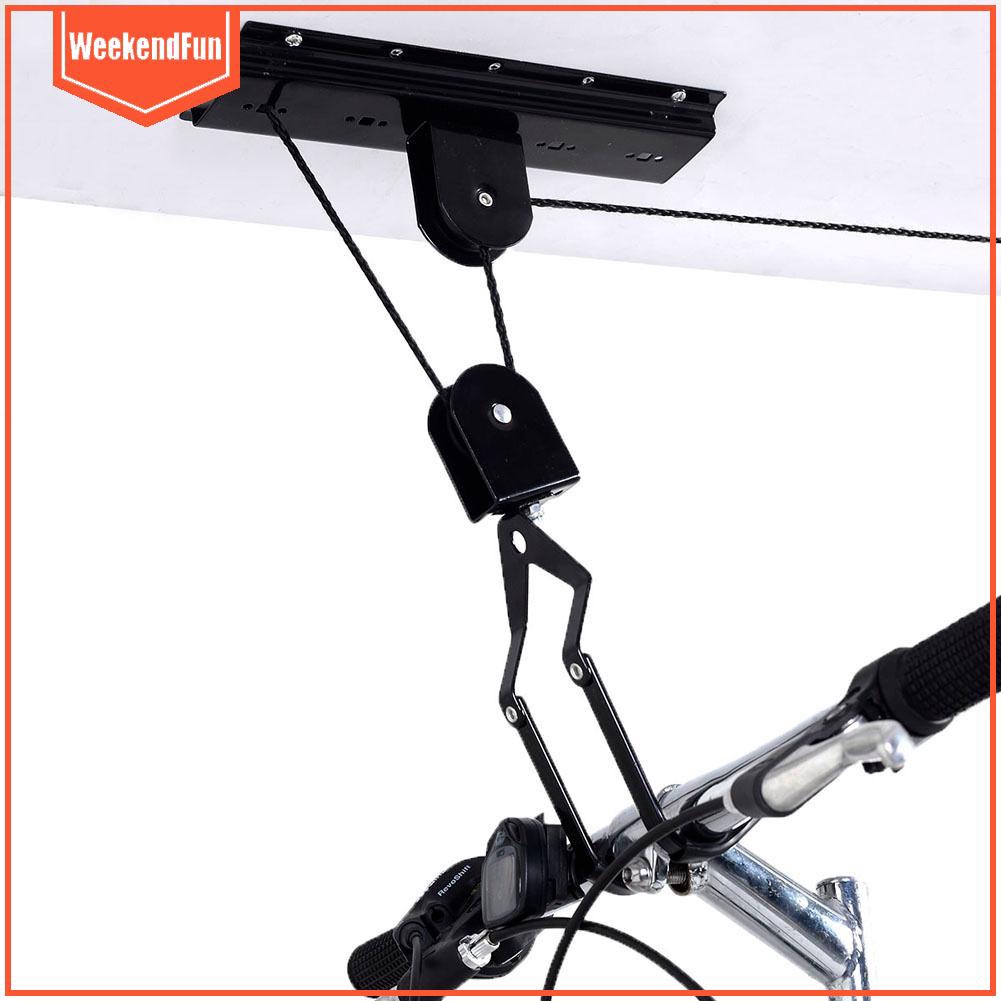 Bike Bicycle Lift Ceiling Mounted Hoist Storage Garage Hanger Pulley Rack